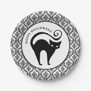 Damask Glam Black Cat   Bord Halloween Paper