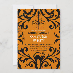 Damask Glam Halloween Costume Party Invitation