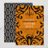 Damask Glam Halloween Costume Party Invitation Kaart (Voorkant / Achterkant)
