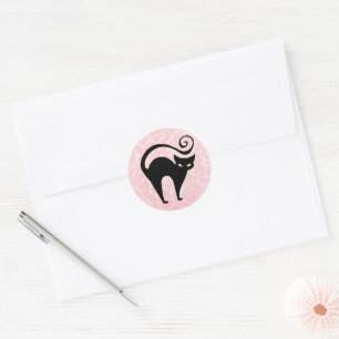 Damask Glam Halloween Kat Ronde Sticker