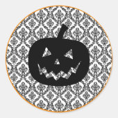 Damask Glam Halloween Pumpkin Ronde Sticker (Voorkant)