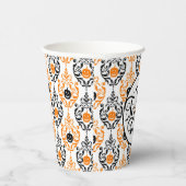 Damask Glam Pumpkin | TRICK OR TREAT Papieren Bekers (Rechts)