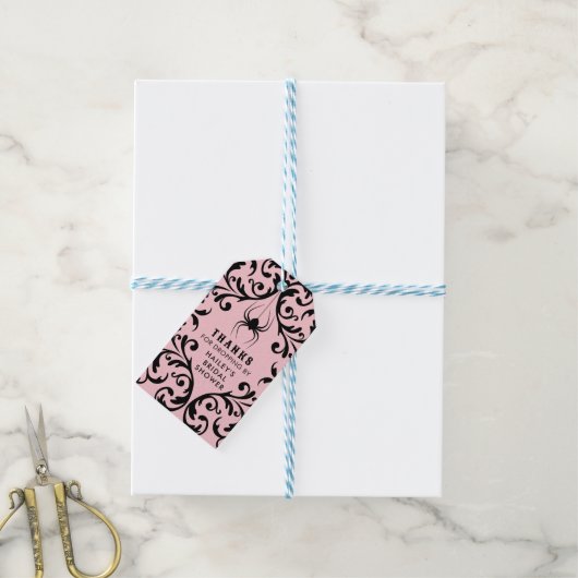 Damask Glam Spin | Bedankt Bruiloft Feestje Cadeaulabel (Met Touw)