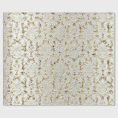 Damask Glitter Faux Gold Grey Silver Royal Cadeaupapier (Vlak)