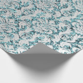 Damask Glitter Tiffany Silver Grey Royal Sequin Cadeaupapier (Hoek)