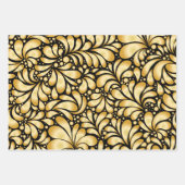 Damask Gold & Black Wrapping paper 3 sheets set (Voorkant)