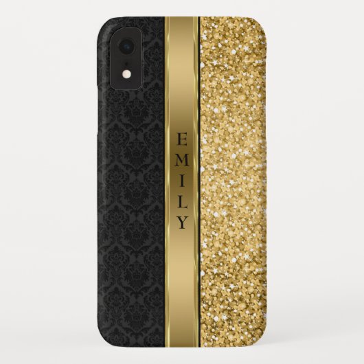 Damask & Gold Glitter Case-Mate iPhone Case (Achterkant)