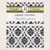 Damask Gold Mariage Boire gratuitement Coupon Card (Devant & derrière)