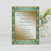 Damask Gold op Blauwgroen Kaart (Staand voorkant)