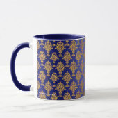 Damask Gold op Royal Blue Mok (Links)