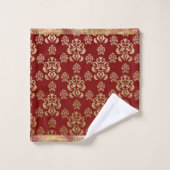 Damask Gold Red Elegant Modern (Gant de toilette)