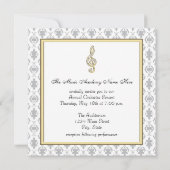 Damask Gold Treble Clef Considérant Invitations (Dos)