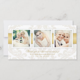  Damask Gold Wedding Fotocollage Bedankkaart