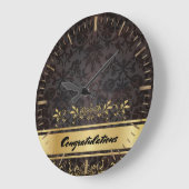 Damask Golden Design Custom Monogram Sjabloon Grote Klok (Hoek)