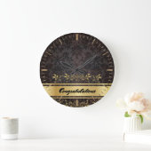 Damask Golden Design Custom Monogram Sjabloon Grote Klok (Huis)