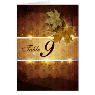 Damask Golden Feuille Mariage Numéro de table Cart