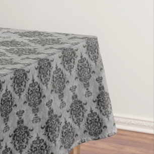 Damask Gothic Black op Grey Tafelkleed