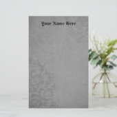 Damask Gothic Grey Scroll Briefpapier (Staand voorkant)