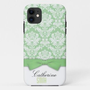Damask Green Bow iPhone 5 Coque