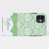 Damask Green Bow iPhone 5 Coque (Dos (Horizontal))