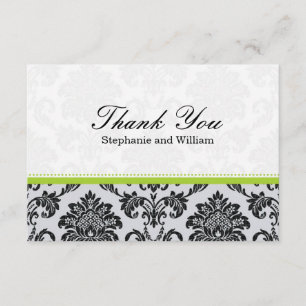 Damask Green Mariage Carte de remerciements
