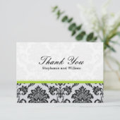 Damask Green Mariage Carte de remerciements (Debout devant)