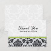 Damask Green Mariage Carte de remerciements (Devant / Derrière)