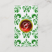 DAMASK GREEN MONOGRAM rood, wit Visitekaartje (Achterkant)