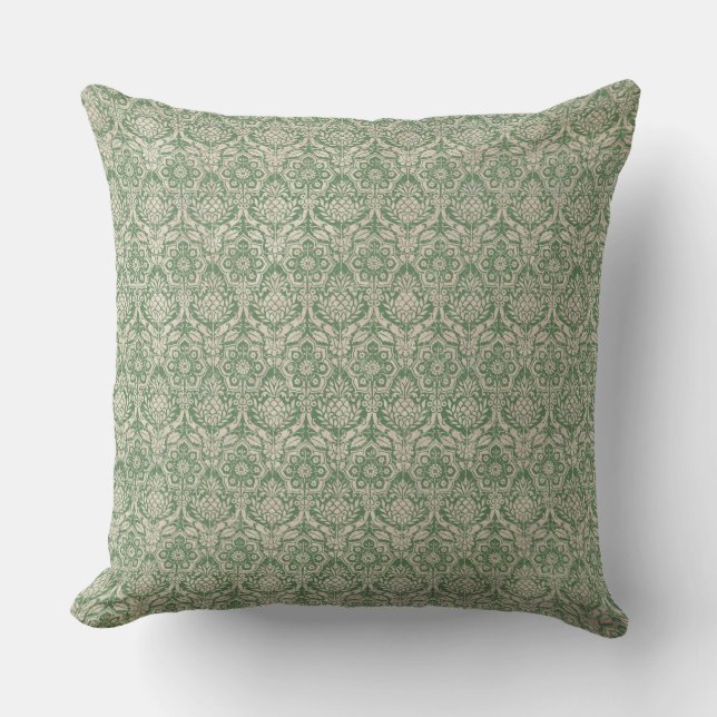 Damask Green Pattern Kussen (Voorkant)