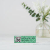 Damask Green QR CODE Mini Visitekaartjes (Staand voorkant)