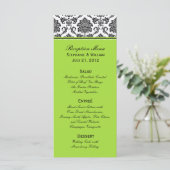 Damask Green Wedding Menu Rack Kaart (Staand voorkant)