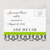 Damask Green Wedding Save the Date Briefkaarten (Achterkant)