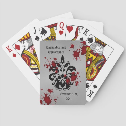 Damask Halloween bruiloft Pokerkaarten (Achterkant)