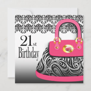 Damask Handbag Paisley Purse 21st Birthday Kaart