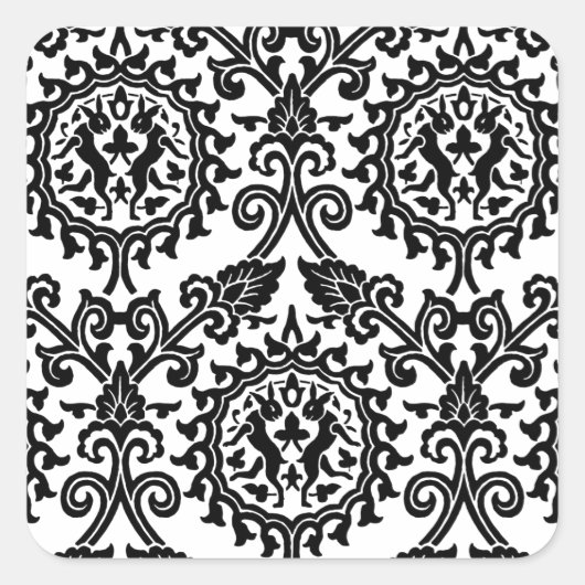 Damask Hare Pattern Vierkante Sticker (Voorkant)