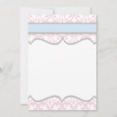 Damask Heart Blue Pink Baby shower Invitation Kaart (Achterkant)