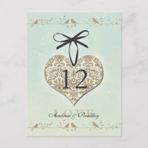 Damask Heart Mint Gold Tafelnummer