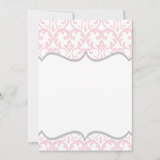 Damask Heart rose Ruban Baby shower Invitation (Dos)