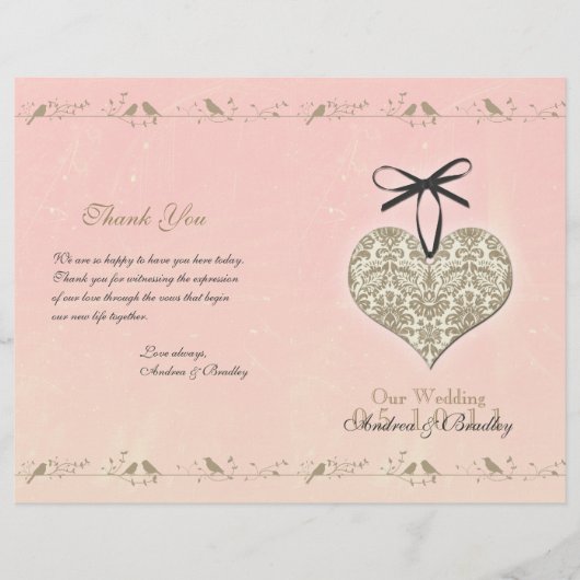 Damask Heart Wedding Programme (Voorkant)