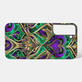 Damask Hearts & Flowers Goud Paarse Black Emerald Samsung Galaxy Hoesje (Achterkant horizontaal)