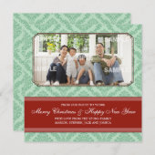 Damask Holiday Fotoaankondiging Feestdagenkaart (Voorkant / Achterkant)