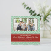 Damask Holiday Fotoaankondiging Feestdagenkaart (Staand voorkant)
