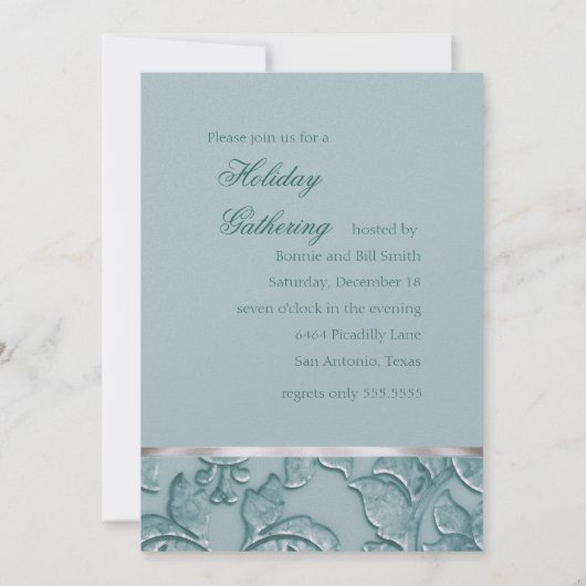 Damask Holiday Party Invitation Kaart (Achterkant)
