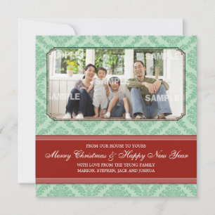 Damask Holiday Photo Faire-part