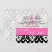 Damask Hot Pink Monogram Naam Wedding Invitaties Kaart (Voorkant / Achterkant)