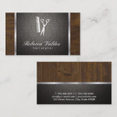 Damask / Hout / Zilveren Trim Visitekaartje (Voorkant / Achterkant)