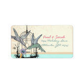 Damask Hummingbird Birdcage Weddenschap Label (Voorkant)