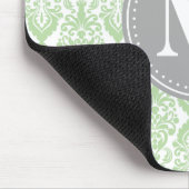 Damask in Mint Green Grey Monogram Muismat (Hoek)
