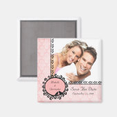 Damask Inséparables Photo Save The Date Magnet (Recto/Verso)