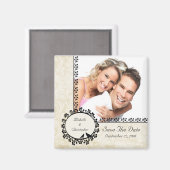 Damask Inséparables Photo Save The Date Magnet (Recto/Verso)